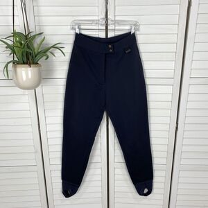 Vintage Edelweiss Wool Blend Ski Snow Pants Black Stirrup Stretch Womens Size 10